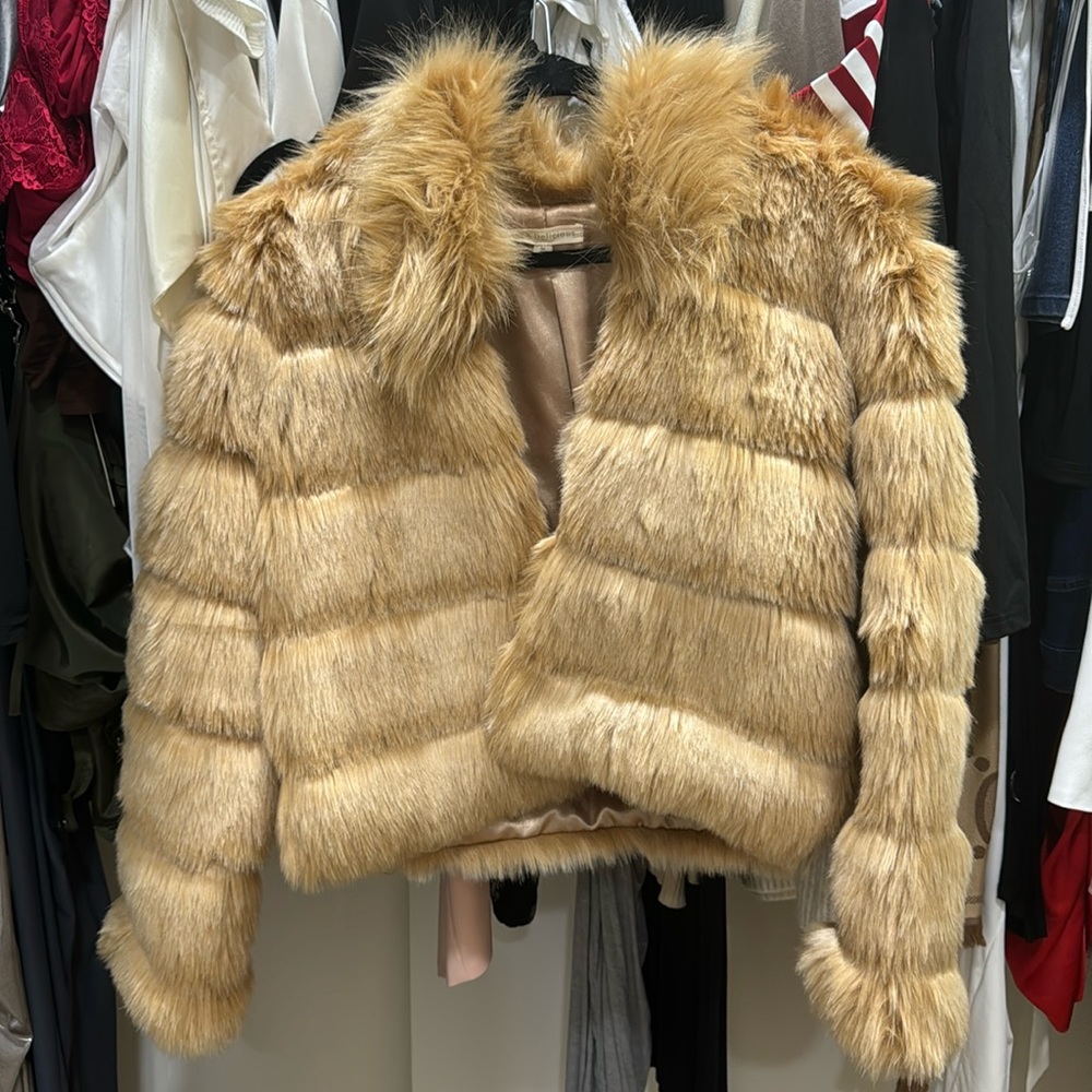 Gold faux fur jacket